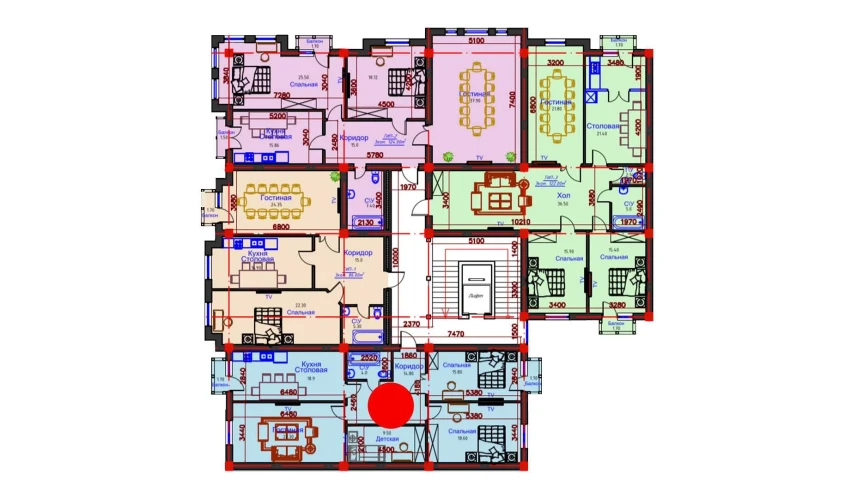 3-комнатная квартира 107 м²  10/10 этаж | Жилой комплекс AFROSIYOB