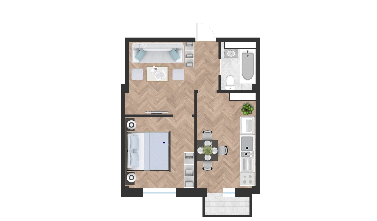 1-комн. квартира 46.27 м²  8/10 этаж | Жилой комплекс Ko'kcha-Oqtepa