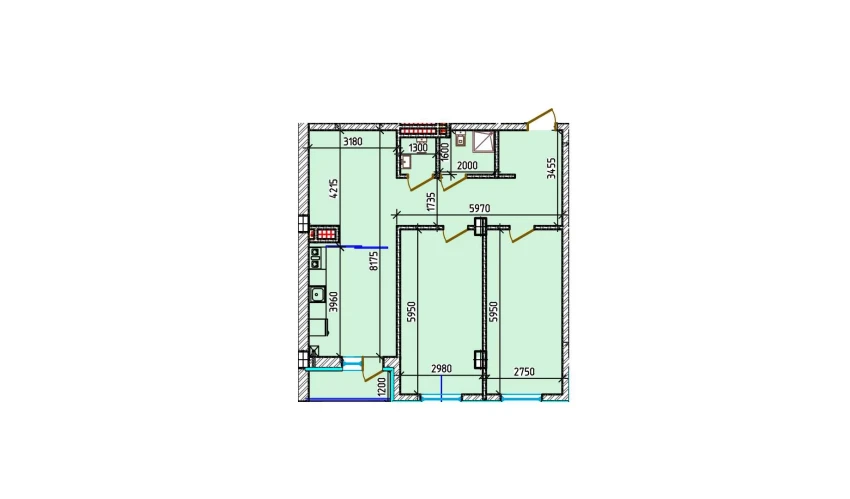 3-xonali xonadon 81.6 m²  2/9 qavat | Aero Town Turar-joy majmuasi