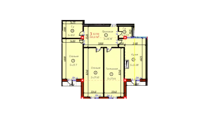 3-комнатная квартира 161 м²  4/9 этаж | Жилой комплекс SAMARQAND CITY