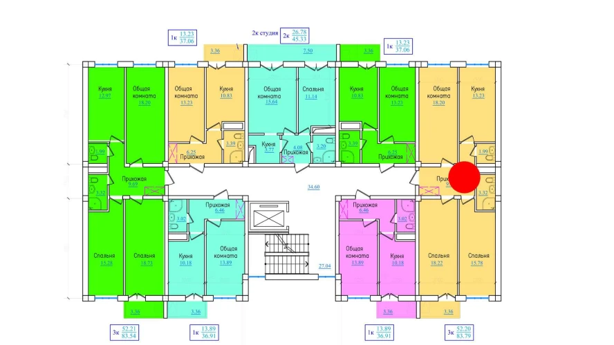 3-xonali xonadon 83.79 m²  3/9 qavat | PROVANS Turar-joy majmuasi