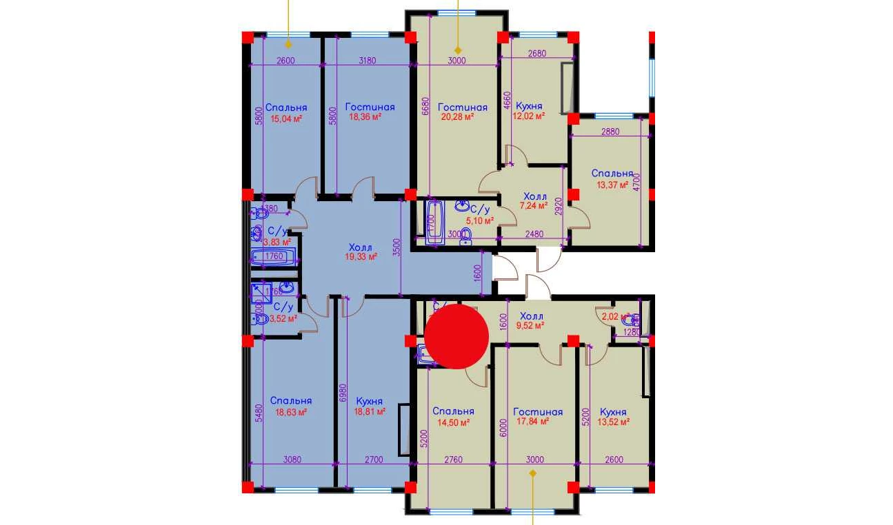 2-xonali xonadon 61.06 m²  10/10 qavat | Ko'kcha-Oqtepa Turar-joy majmuasi