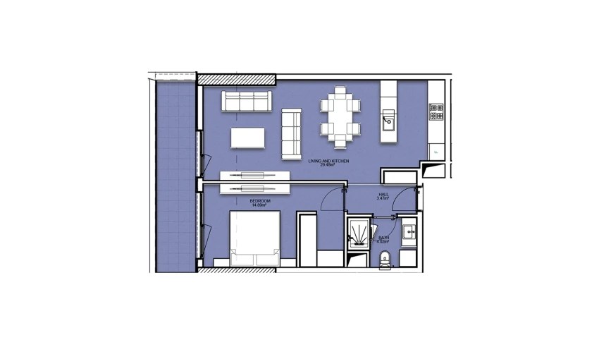 2-комнатная квартира 63.09 м²  7/23 этаж | Жилой комплекс Resim Taşkent