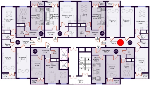 4-xonali xonadon 95.1 m²  13/16 qavat | Crystal Avenue Turar-joy majmuasi