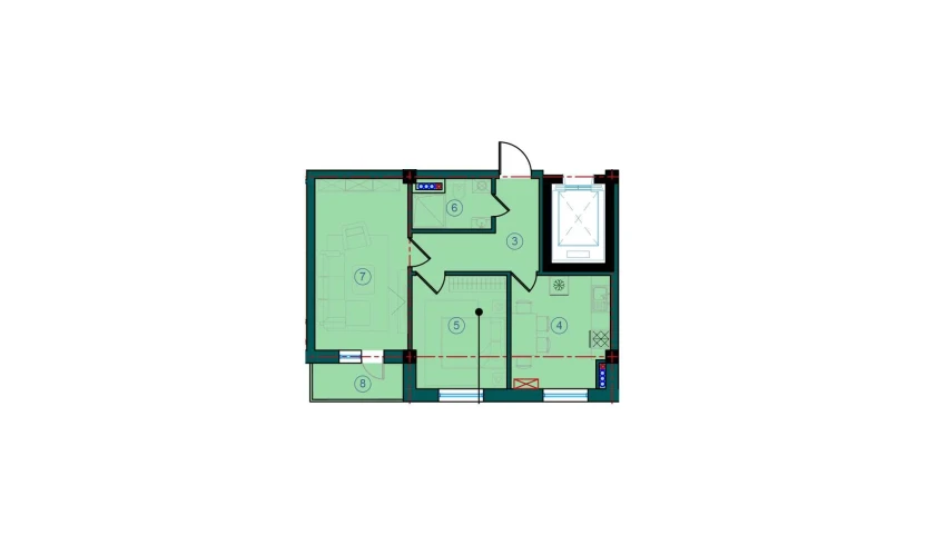 2-xonali xonadon 101.4 m²  7/7 qavat | Bristol Turar-joy majmuasi