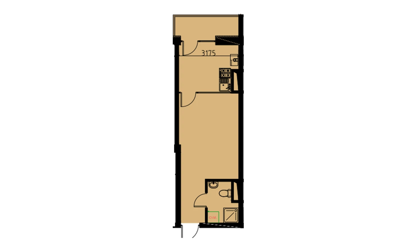 1-комн. квартира 29.24 м²  8/10 этаж | Жилой комплекс YANGIOBOD RESIDENCE