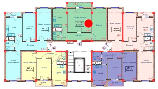 2-комнатная квартира 72.3 м²  5/10 этаж | Жилой комплекс Orzular