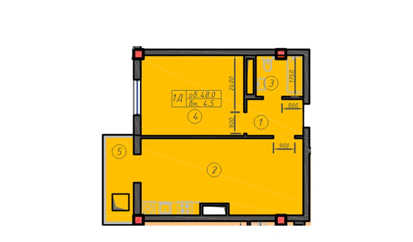 1-комнатная квартира 48 м²  3/12 этаж | Жилой комплекс Sokin hayot