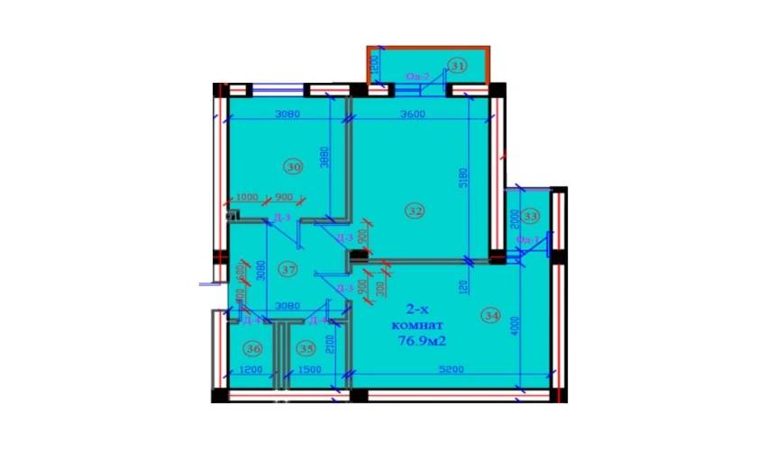 2-xonali xonadon 76.9 m²  7/7 qavat | G'IJDUVON CITY Turar-joy majmuasi