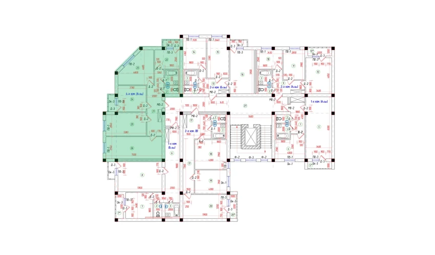 4-xonali xonadon 99.68 m²  1/7 qavat | Oila TJM Turar-joy majmuasi