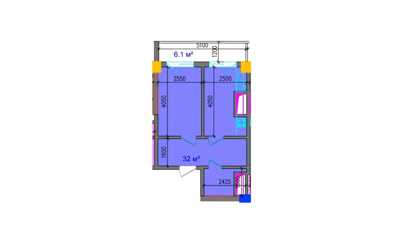 2-комнатная квартира 38.1 м²  2/12 этаж | Жилой комплекс SOKIN SOHIL