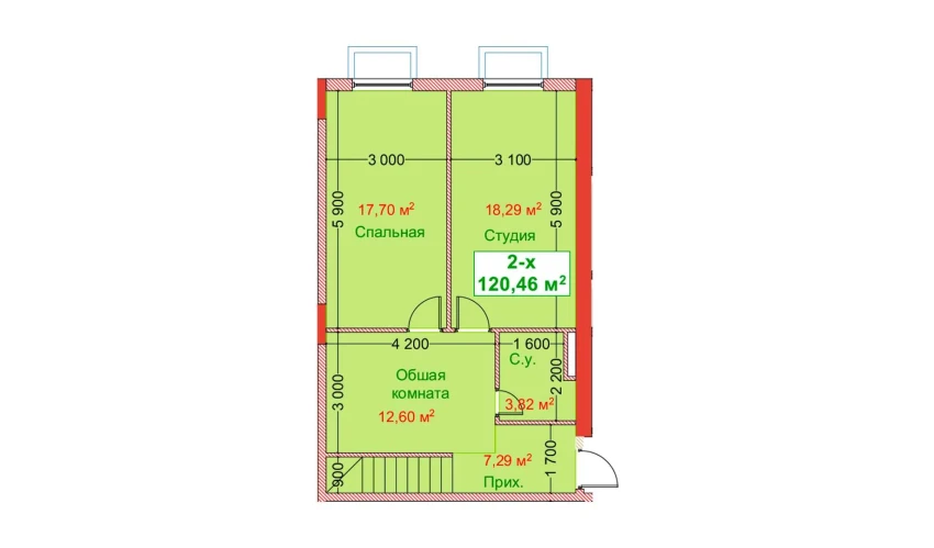 2-xonali xonadon 120.46 m²  1/8 qavat | CAPITAL AVENUE Turar-joy majmuasi