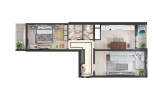 2-комн. квартира 60.3 м²  15/16 этаж | Жилой комплекс TRINITY