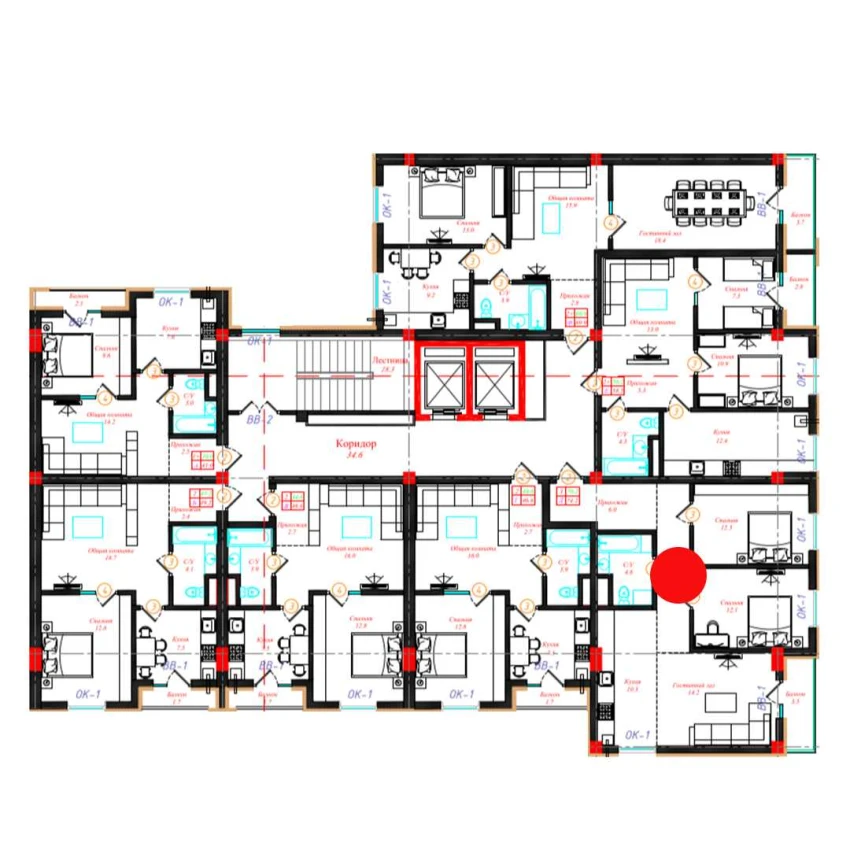 3-комн. квартира 74.2 м²  4/10 этаж | Жилой комплекс CHINARA PARK