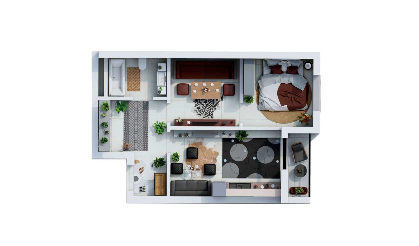 2-комн. квартира 55.36 м²  10/17 этаж | Жилой комплекс UCHTEPA CITY
