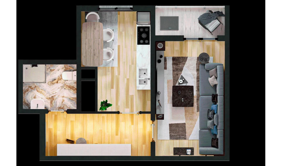 1-комн. квартира 39.6 м²  13/16 этаж | Жилой комплекс TRINITY
