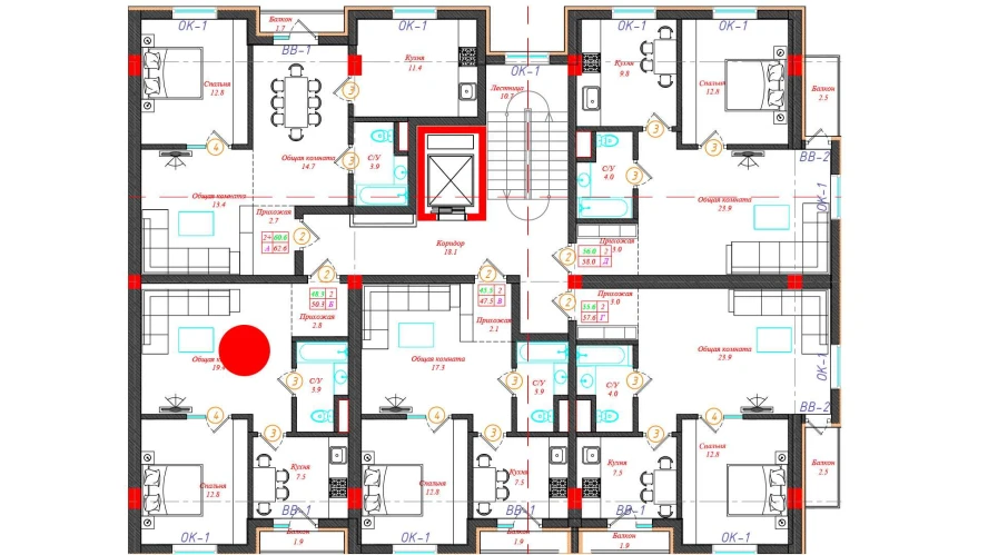 2-xonali xonadon 50.3 m²  11/12 qavat | CHINARA PARK Turar-joy majmuasi