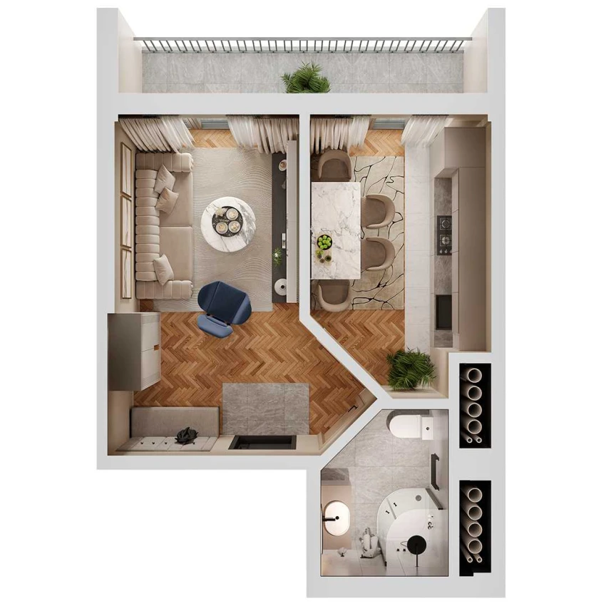 1-комн. квартира 33.2 м²  11/12 этаж | Жилой комплекс SOKIN SOHIL