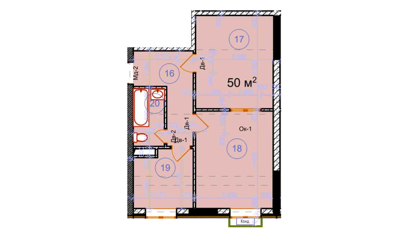 2-комн. квартира 50 м²  8/9 этаж | Жилой комплекс Uchtepa Avenue