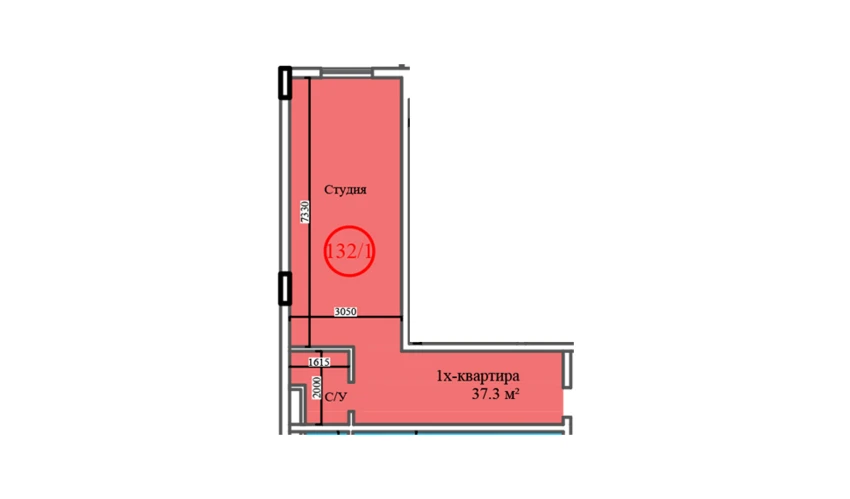 1-комнатная квартира 37.3 м²  13/14 этаж | Жилой комплекс Al-Barakat