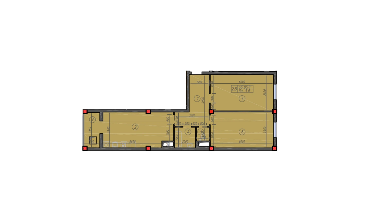 2-xonali xonadon 85 m²  3/12 qavat | Sokin hayot Turar-joy majmuasi