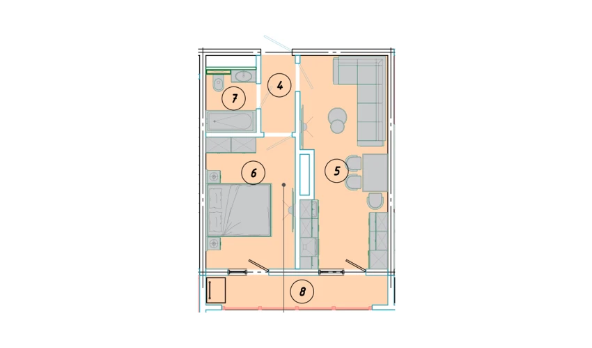 2-комнатная квартира 39.3 м²  12/16 этаж | Жилой комплекс EKO PARK