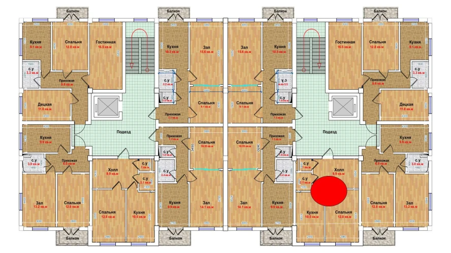 1-xonali xonadon 41.5 m²  2/6 qavat | MBG Turar-joy majmuasi