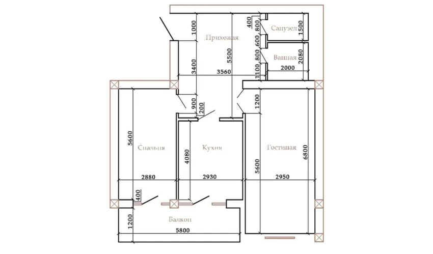 2-комнатная квартира 97.15 м²  8/10 этаж | Жилой комплекс AZAMATOV GROUP