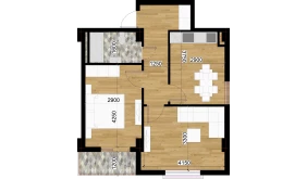 2-xonali xonadon 54.68 m²  5/7 qavat | O'ZBEGIM Turar-joy majmuasi