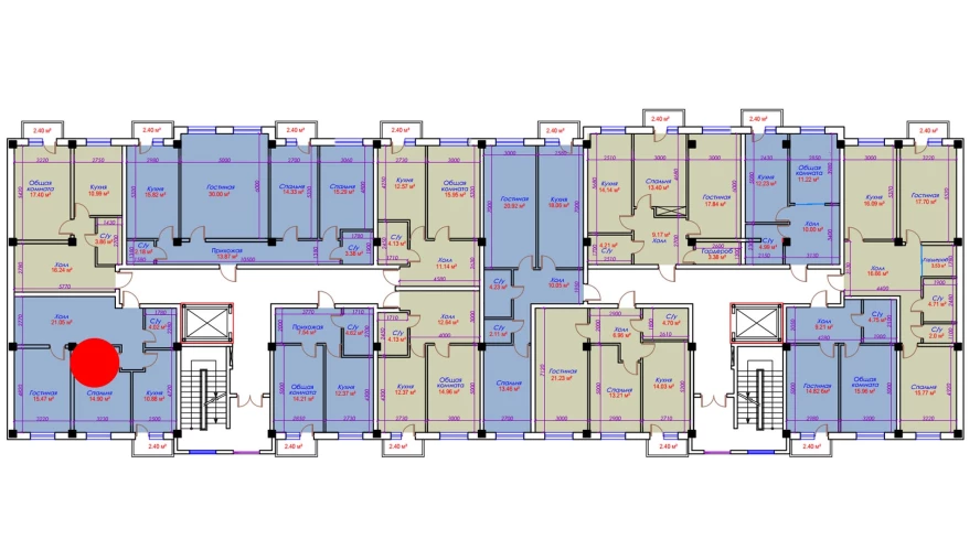2-xonali xonadon 68.72 m²  4/10 qavat | Ko'kcha-Oqtepa Turar-joy majmuasi