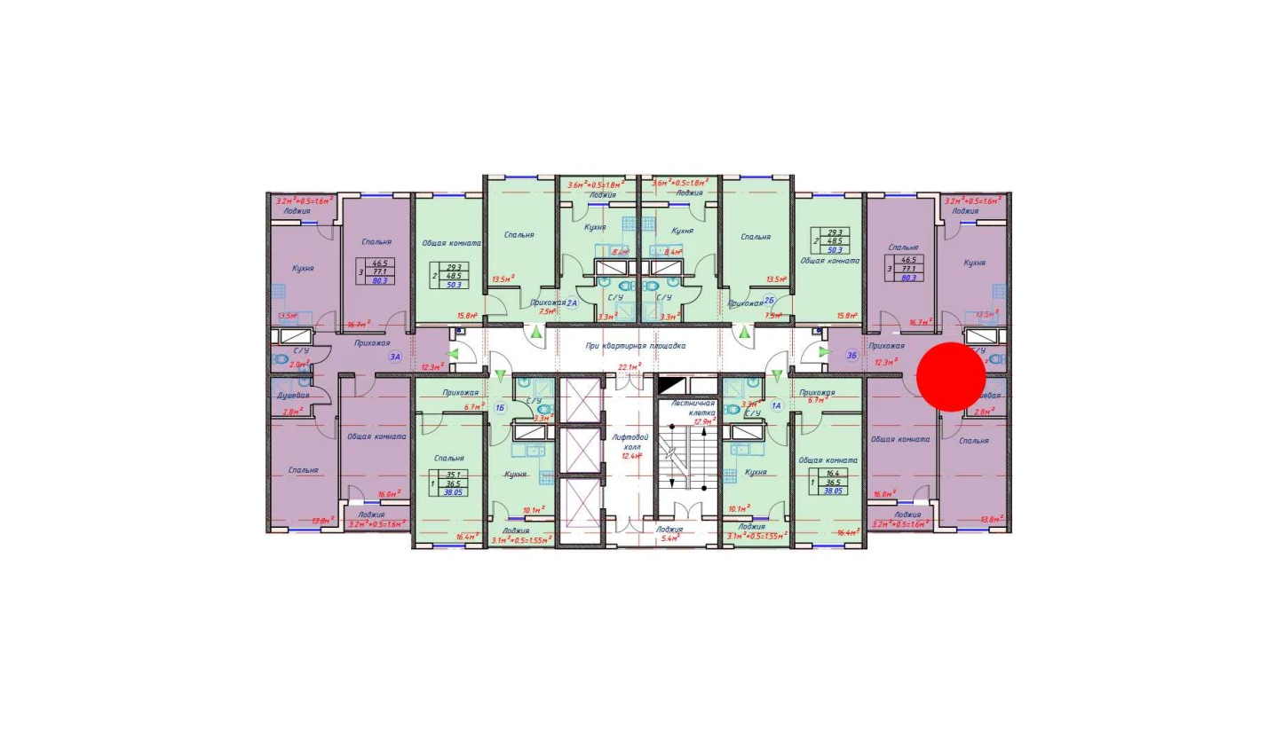 3-комн. квартира 80.3 м²  3/16 этаж | Жилой комплекс TRINITY