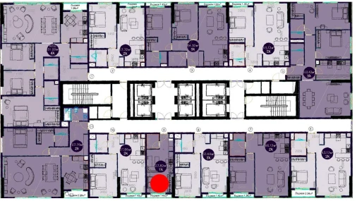 1-xonali xonadon 27.82 m²  2/22 qavat | Central Avenue Turar-joy majmuasi