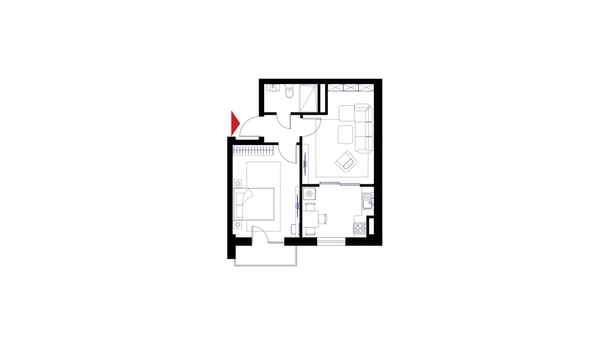 2-комнатная квартира 50.8 м²  4/6 этаж | Жилой комплекс CHOSHTEPA GARDEN