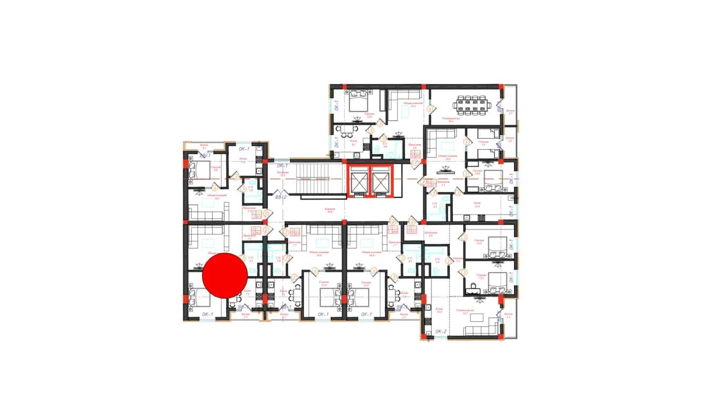 2-xonali xonadon 49.2 m²  6/12 qavat | CHINARA PARK Turar-joy majmuasi