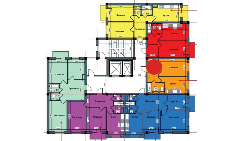 1-xonali xonadon 40.6 m²  3/10 qavat | NUR BARAKA Turar-joy majmuasi