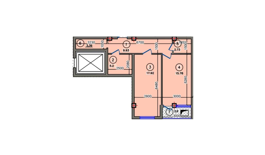 2-комнатная квартира 60.88 м²  8/10 этаж | Жилой комплекс Qibray City