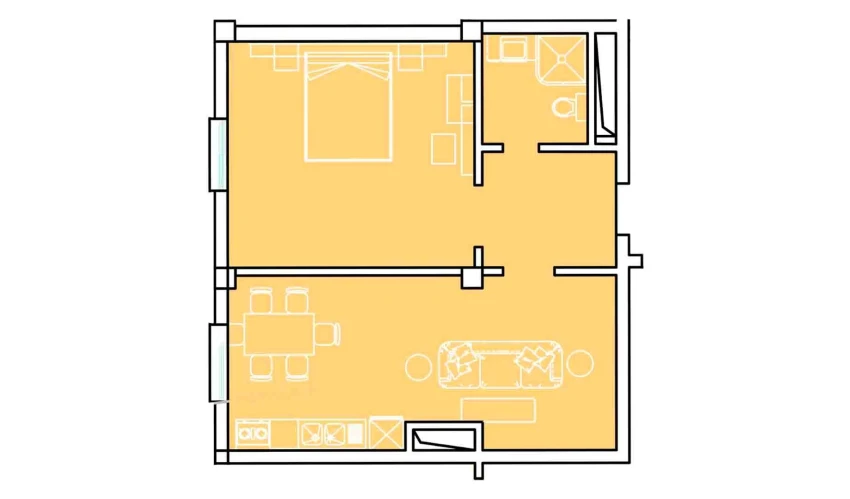 3-xonali xonadon 58.25 m²  1/8 qavat | Ziynat Capital Turar-joy majmuasi