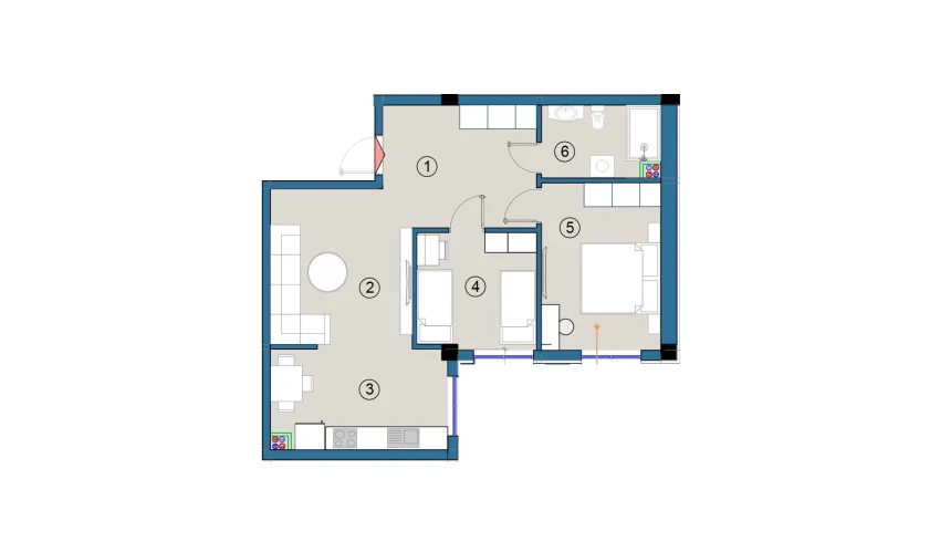 2-xonali xonadon 65 m²  2/9 qavat | FLORYA RESIDENCE Turar-joy majmuasi