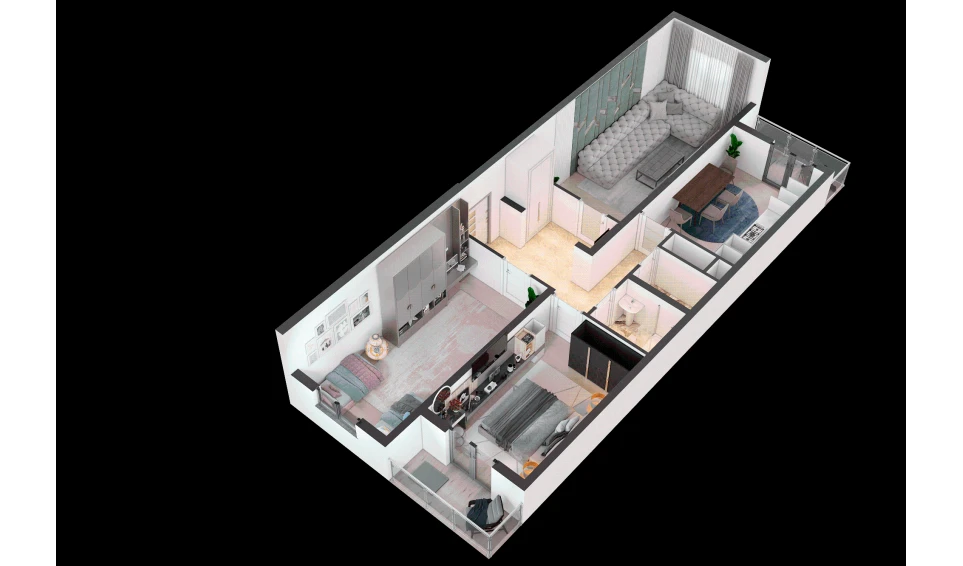 3-комн. квартира 82.9 м²  9/16 этаж | Жилой комплекс TRINITY