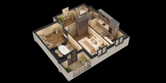 2-xonali xonadon 68.65 m²  4/8 qavat | Saxro Turar-joy majmuasi