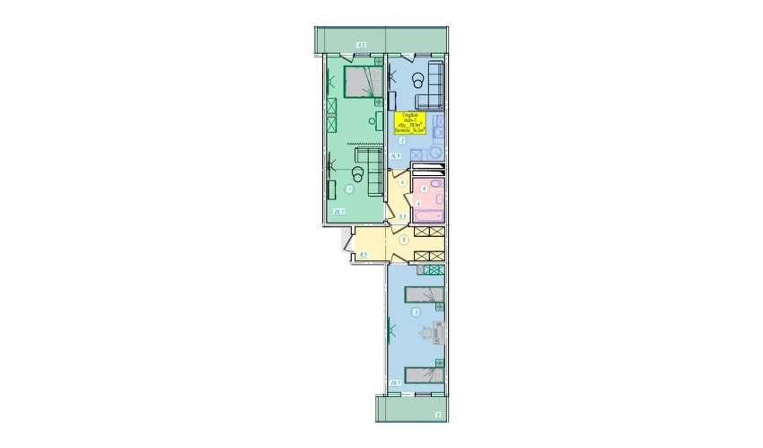 3-xonali xonadon 83.25 m²  2/12 qavat | SERGELI CITY Turar-joy majmuasi