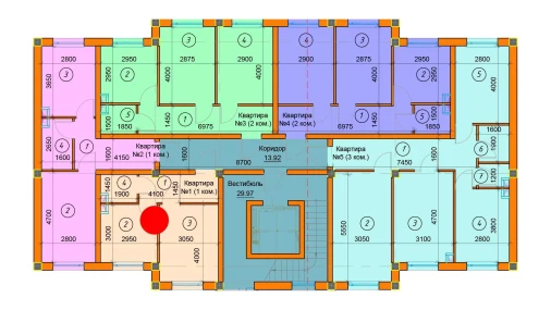 1-xonali xonadon 29.6 m²  1/7 qavat | SABZAVOT CITY Turar-joy majmuasi