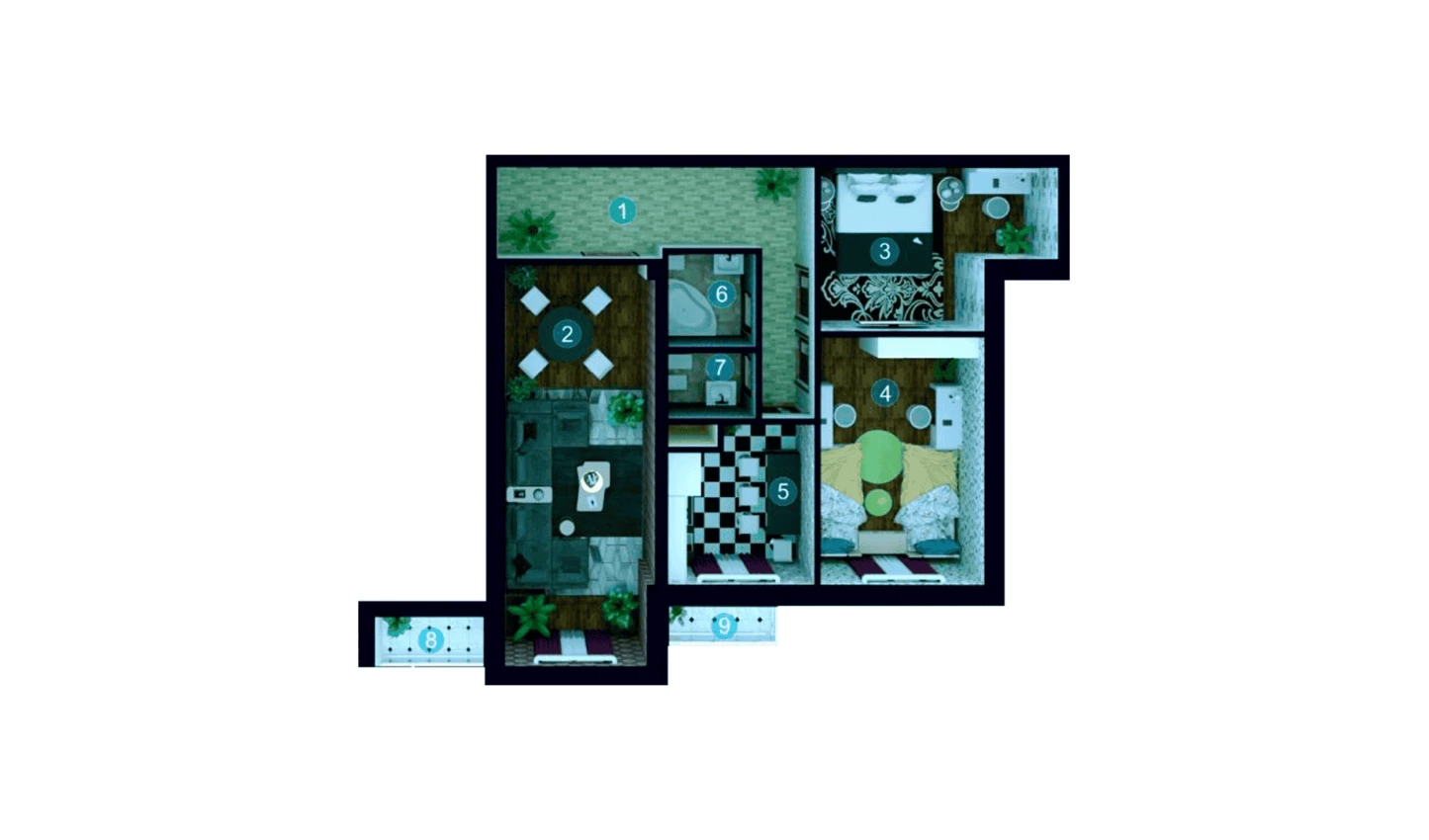 3-комн. квартира 87.45 м²  3/9 этаж | Жилой комплекс ZAR ZAMONAVIY UYLAR