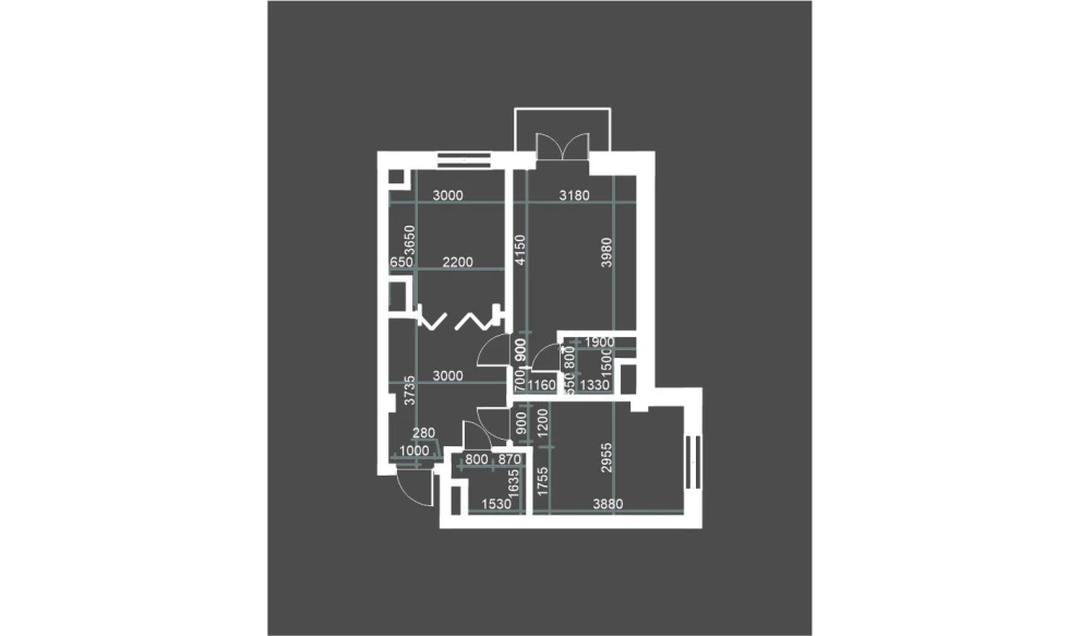 3-xonali xonadon 56.5 m²  5/12 qavat | Bunyodobod Turar-joy majmuasi