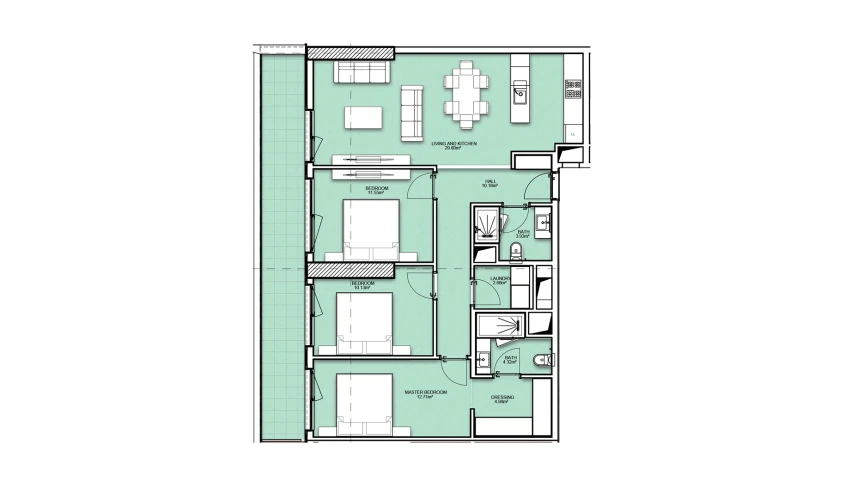 4-xonali xonadon 112.73 m²  17/23 qavat | Resim Taşkent Turar-joy majmuasi