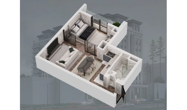 2-xonali xonadon 44.7 m²  12/12 qavat | Bunyodobod Turar-joy majmuasi