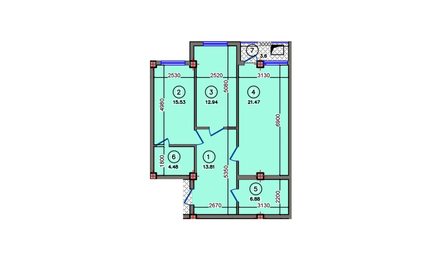 2-комн. квартира 78.71 м²  2/10 этаж | Жилой комплекс Qibray City