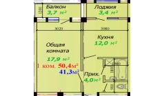 1-комн. квартира 50.4 м²  7/7 этаж | Жилой комплекс Bunyodkor