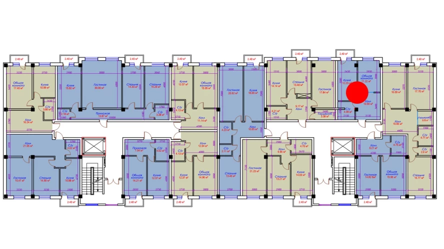 1-xonali xonadon 40.84 m²  4/10 qavat | Ko'kcha-Oqtepa Turar-joy majmuasi