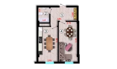 1-xonali xonadon 44.68 m²  10/10 qavat | Ko'kcha-Oqtepa Turar-joy majmuasi